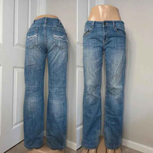Cowgirl Tuff Mid Rise Relaxed Bootcut Jeans UK Size 10 Tall