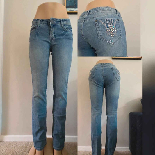 Vintage Brass Low Rise Slim Vintage Y2K Jeans UK Size 8