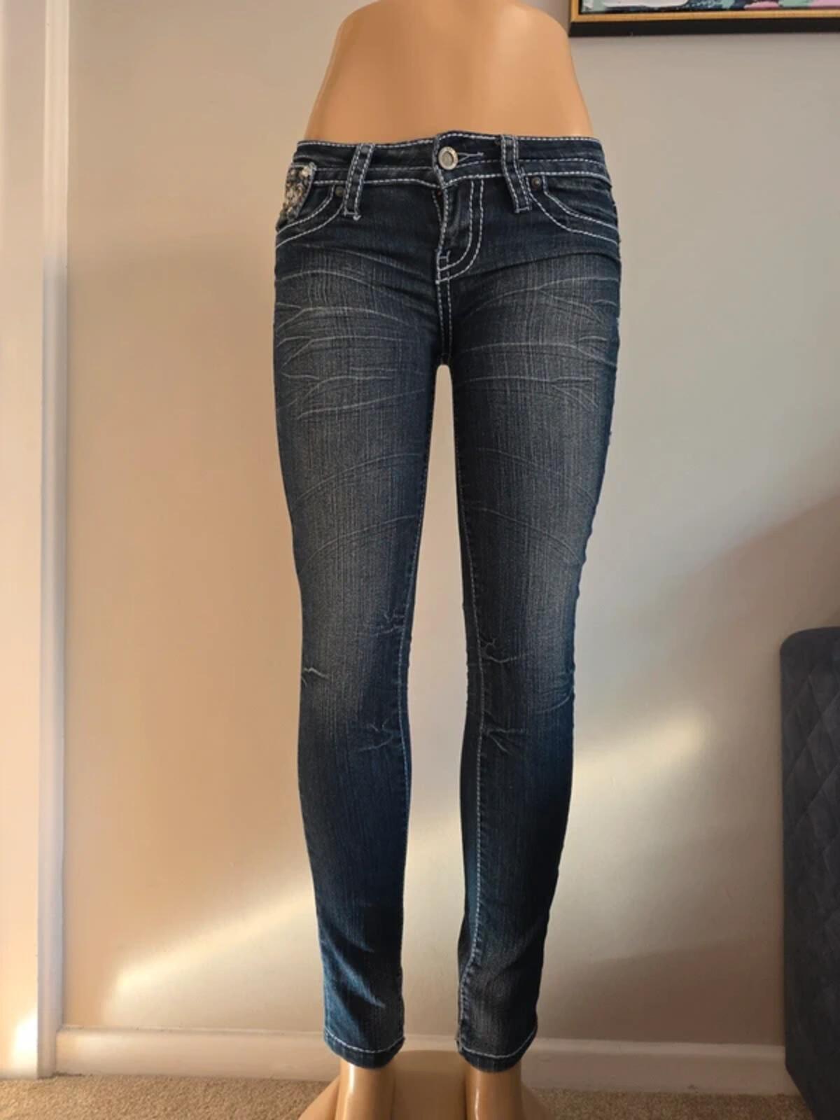First Kiss Low Rise Skinny Vintage Y2K Jeans UK Size 4/6