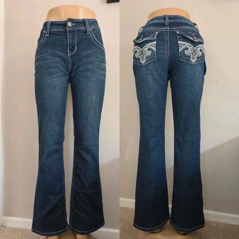 Natural Reflections Mid Rise Blingy Bootcut Vintage Y2K Jeans UK Size 12