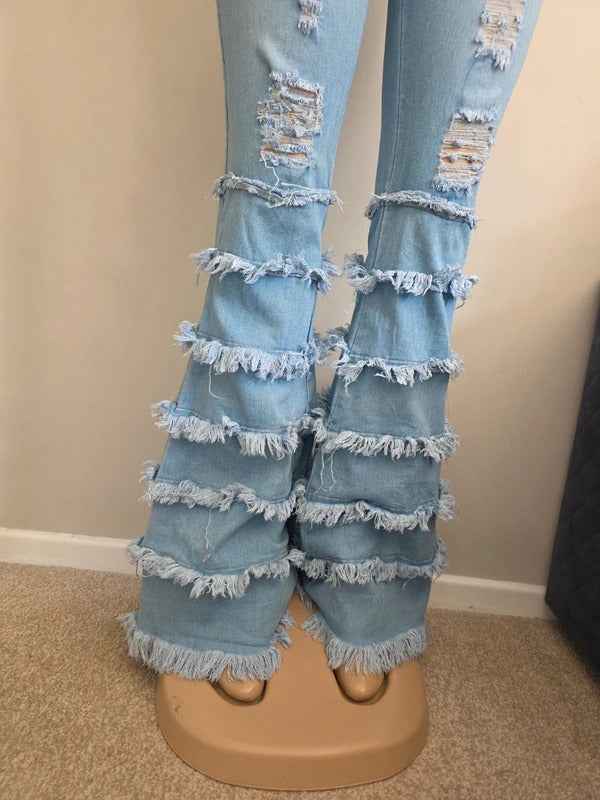 Swank High Rise Flared Jeans UK Size 8 Tall