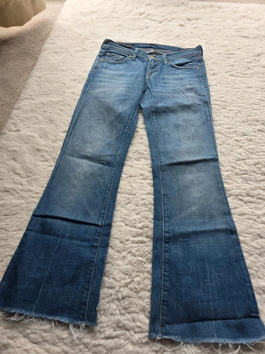 Vintage Y2K Citizens of Humanity Low Rise Flared Jeans Raw Hem UK 6 Petite