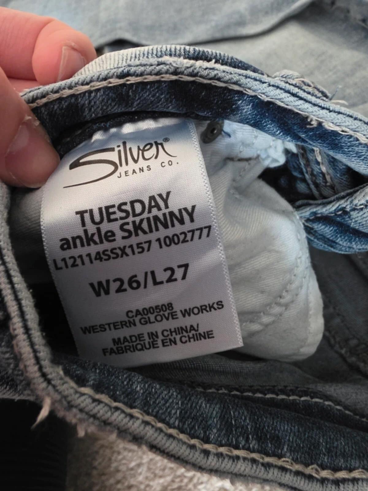 Vintage Y2K Silver Jeans Co Low Rise Skinny Jeans UK Size 6
