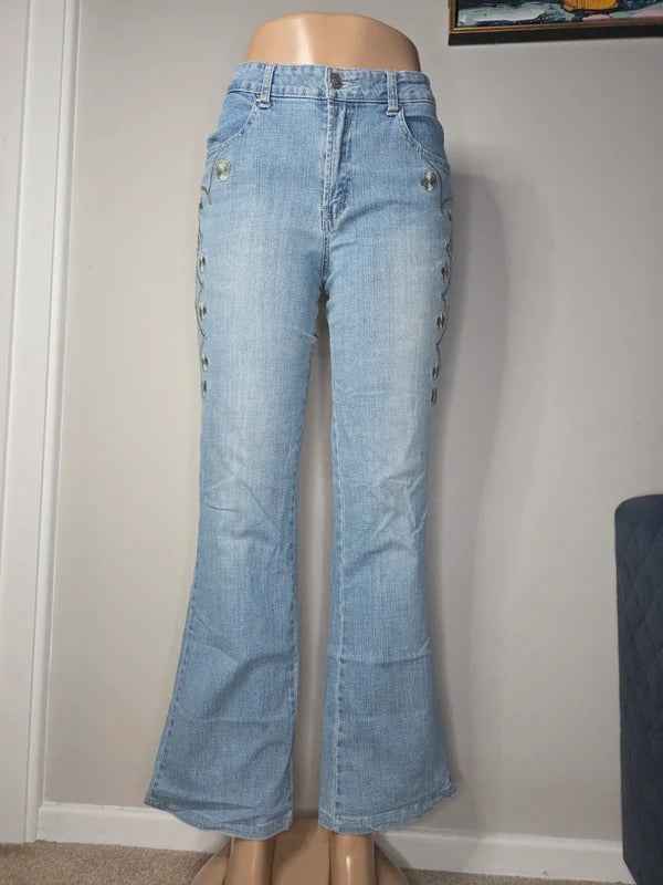 Sergent Pepper Mid Rise Flared Y2K Jeans UK Size 10