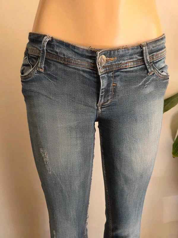 Vintage Y2K Stradivarius Low Rise Skinny Jeans UK Size 10/12