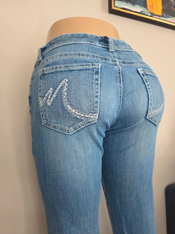 Maurices Ultra Low Rise Bootcut Vintage Y2K Jeans UK Size 6/8 Tall