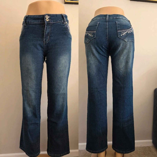 Anita Mid Rise Bootcut Jeans UK Size 14 Petite