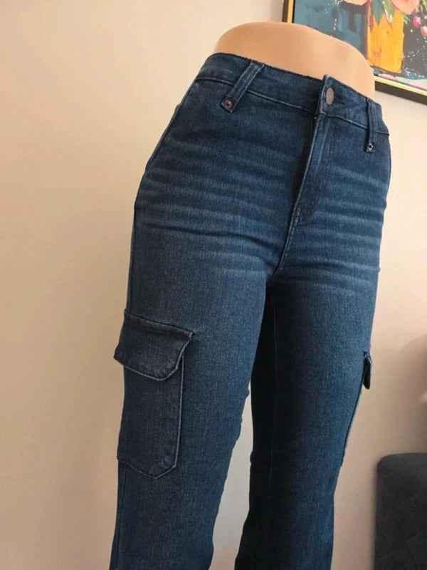 Time and Tru Vintage Y2K Mid Rise Bootcut Cargo Jeans UK Size 8