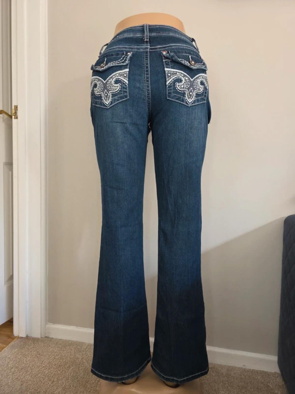 Natural Reflections Mid Rise Blingy Bootcut Vintage Y2K Jeans UK Size 12