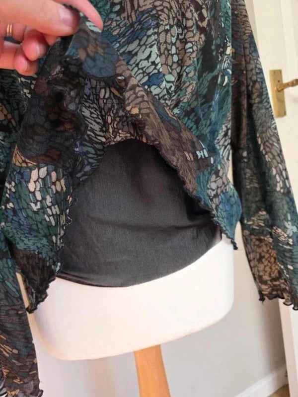Vintage Y2K Made in Italy Mesh Ruffle Blouse UK Size 12/14
