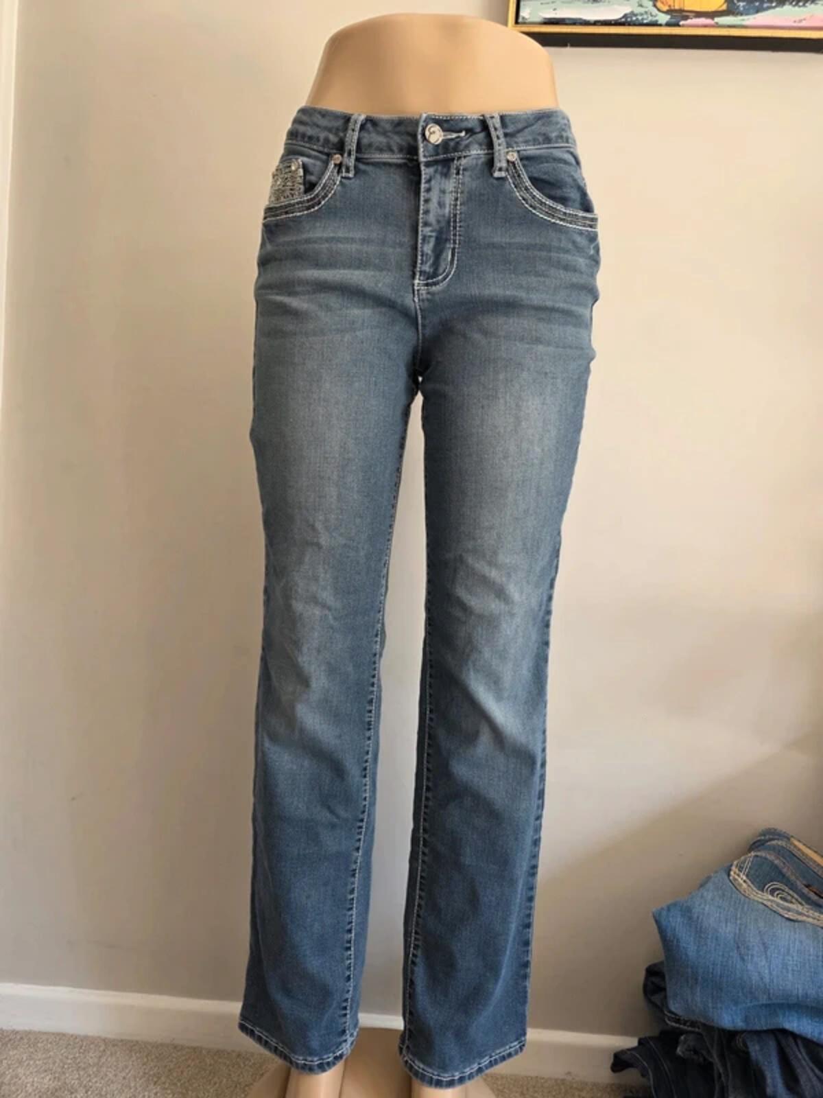 Vintage Y2K Earl Jeans Mid Rise Straight Bling Jeans UK Size 10