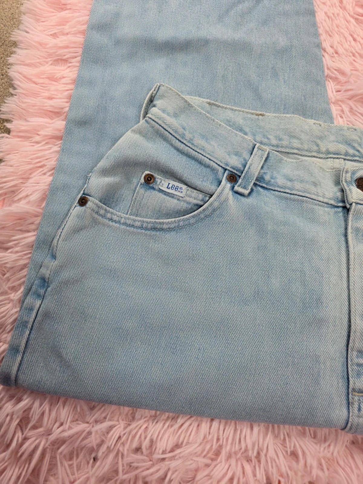 Vintage Y2K Lee Mum Jeans Light Blue Denim UK Size 10 Tall