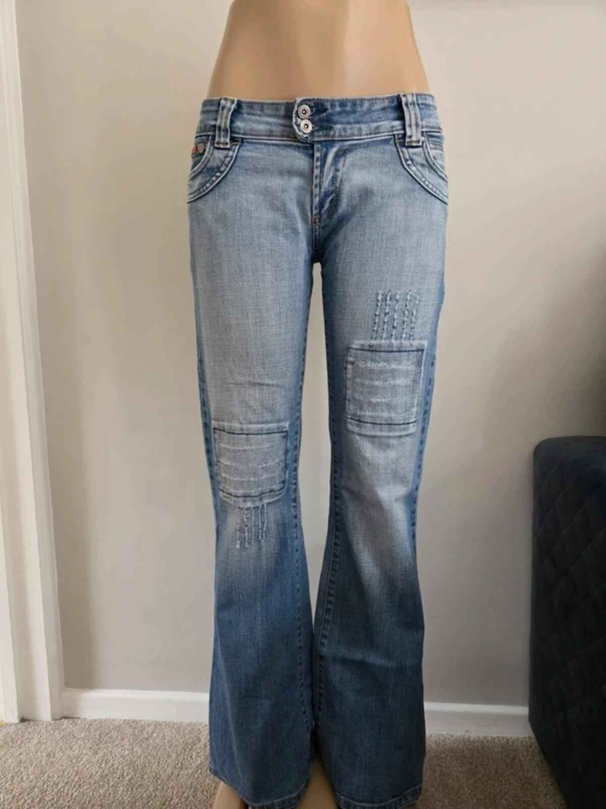 Vintage Y2K 2 Elles Low Rise Flared Jeans UK Size 12 Tall