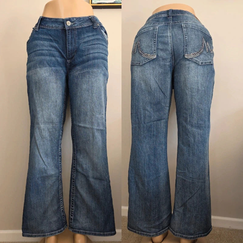 Maurices Mid Rise Wide Bootcut Vintage Y2K Jeans UK Size 20 Petite