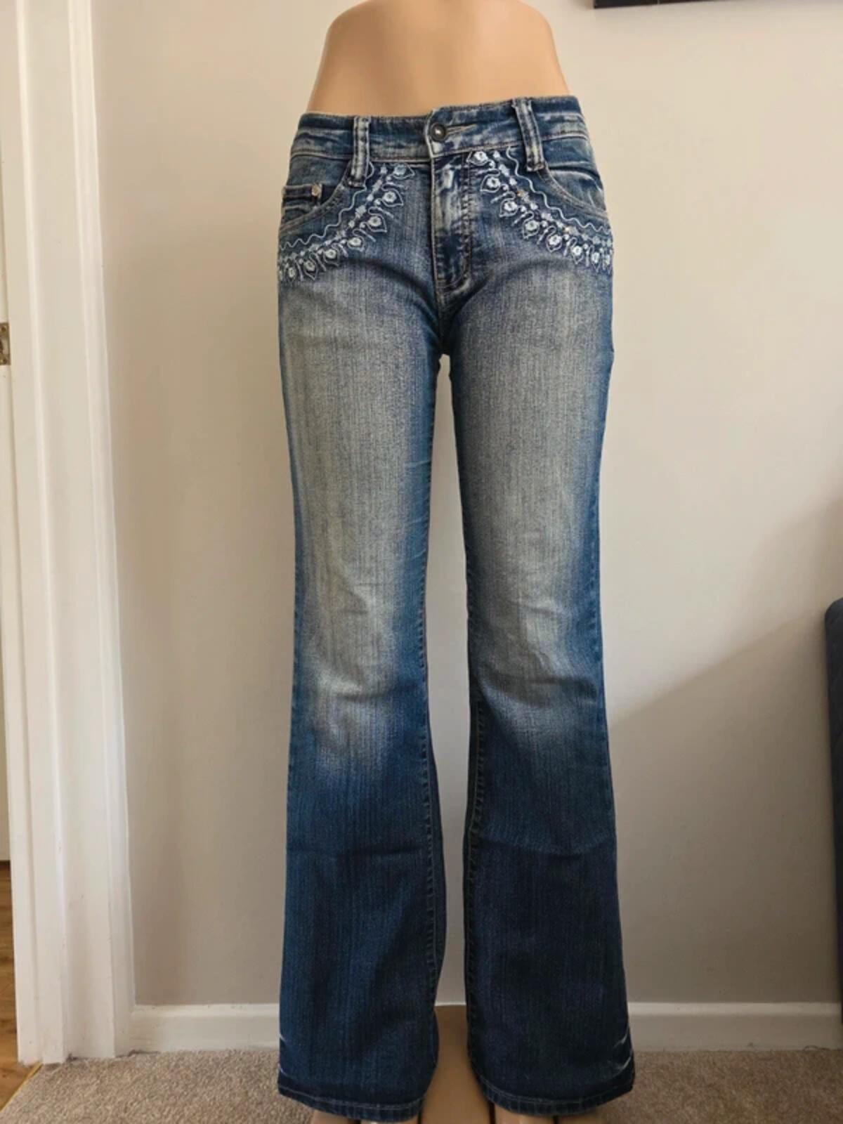 Big Spade Mid Rise Wide Leg Bootcut Vintage Y2K Jeans UK Size 8/10 Tall