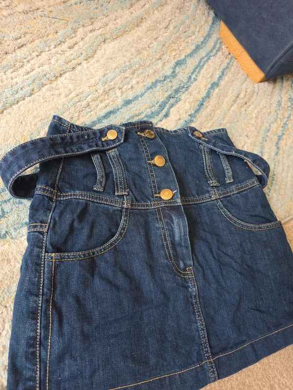 Anyone High Waisted Denim Mini Skirt with Belt UK Size 6