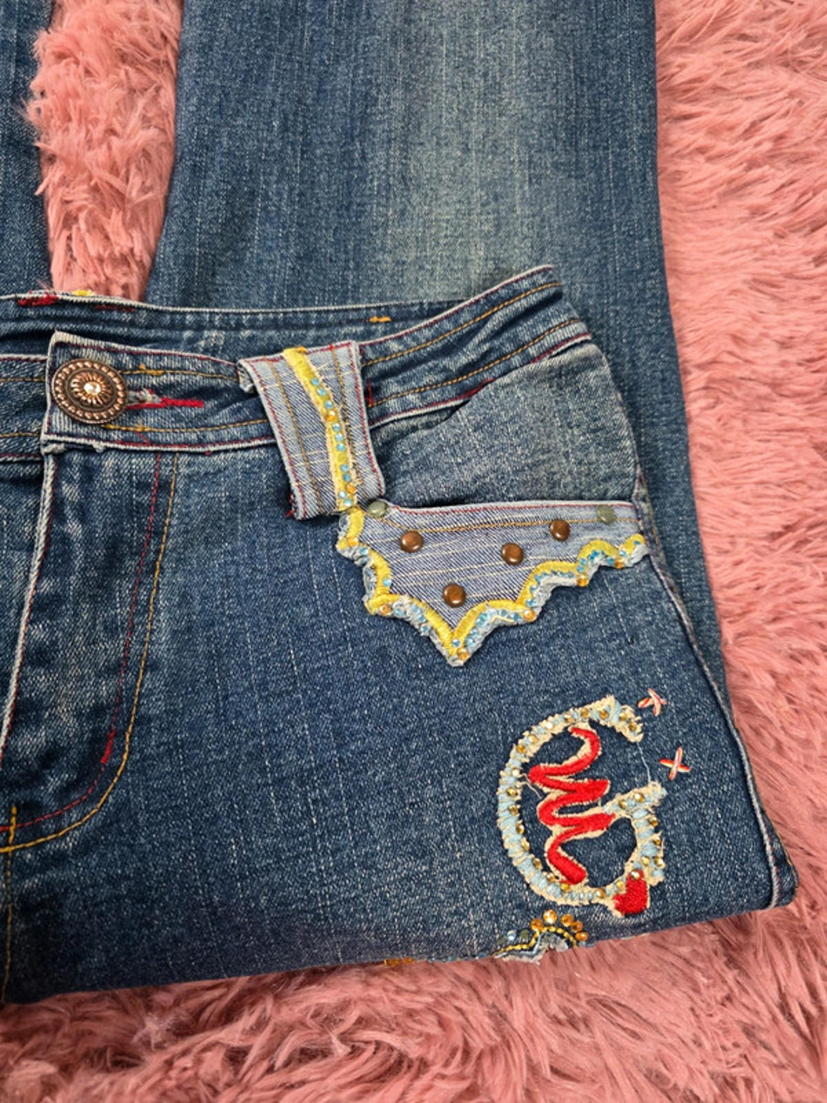 Very Unique Vintage Y2K MG Mid Rise Flared Jeans UK size 10