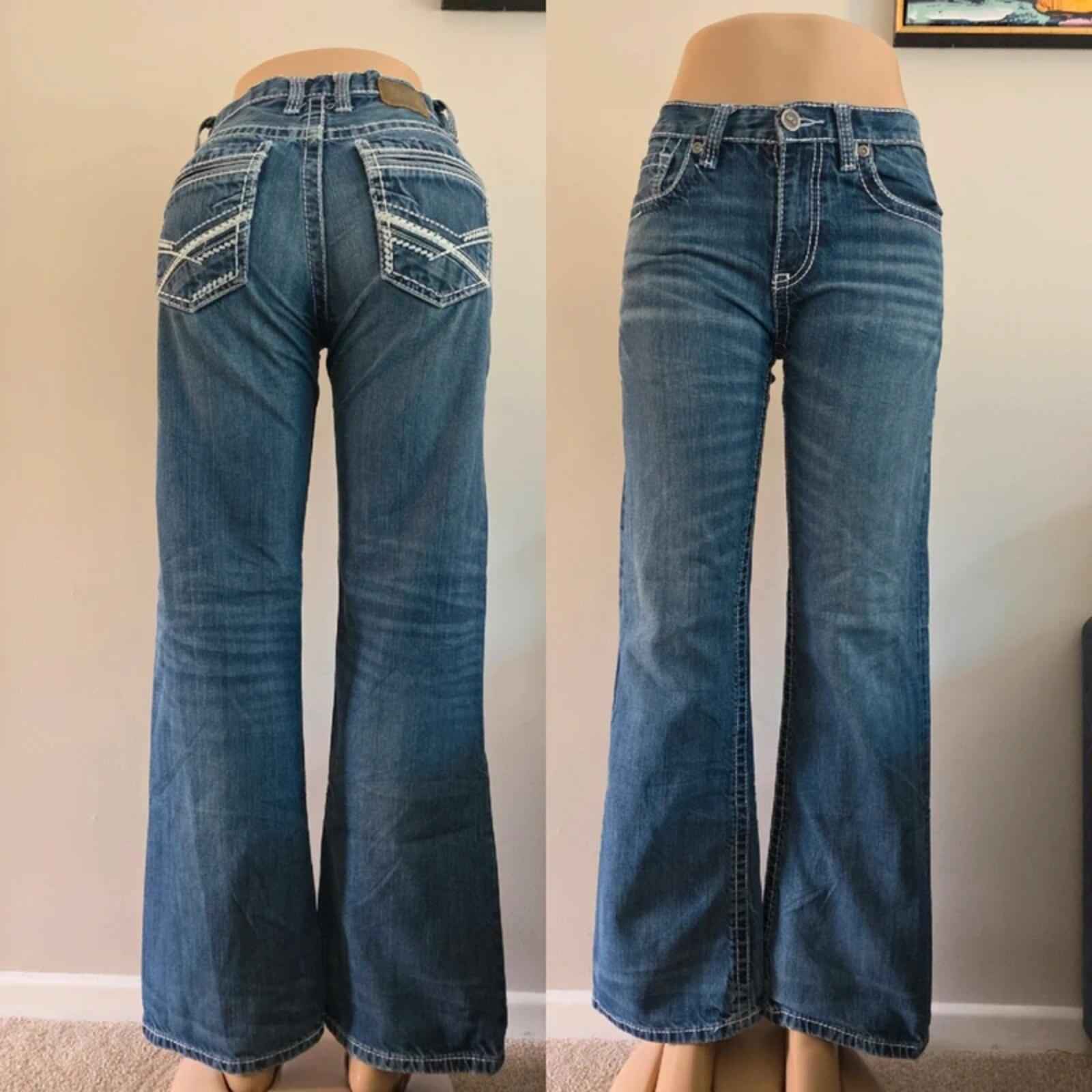 BKE Vintage Y2K Tyler Mid Rise Wide Leg Bootcut Jeans UK Size 8 Petite