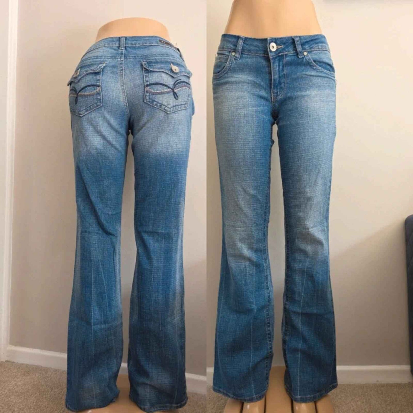 L.e.i Low Rise Relaxed Bootcut Vintage Y2K Jeans UK Size 8/10 Tall