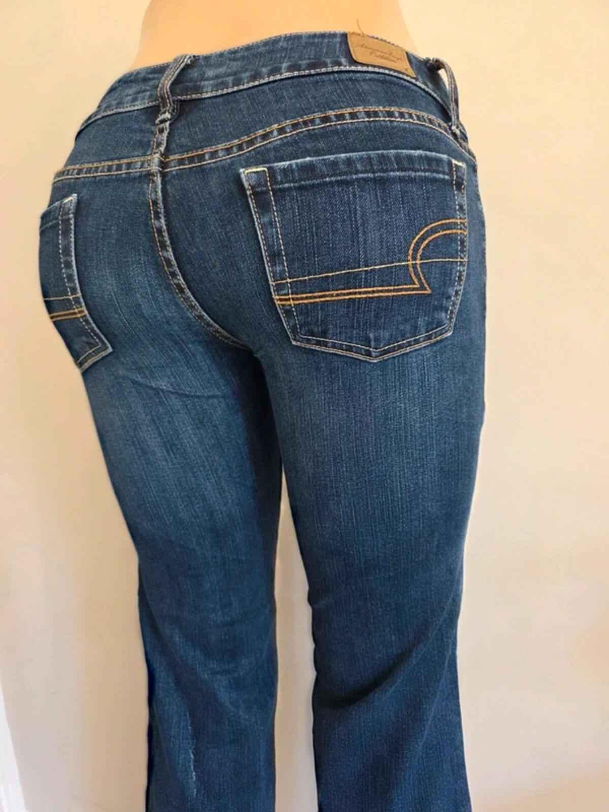 Vintage Y2K American Eagle Ultra Low Rise Petite Bootcut Jeans UK Size 6