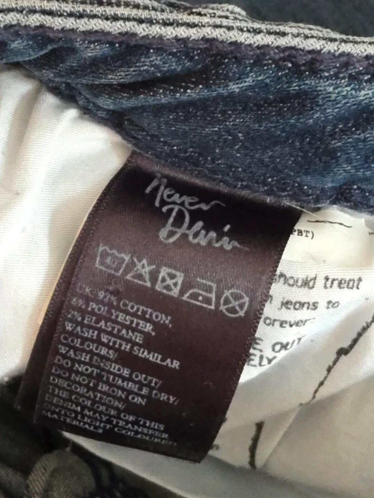Never Denim High Rise Flared Vintage Y2K Jeans UK Size 8 tall