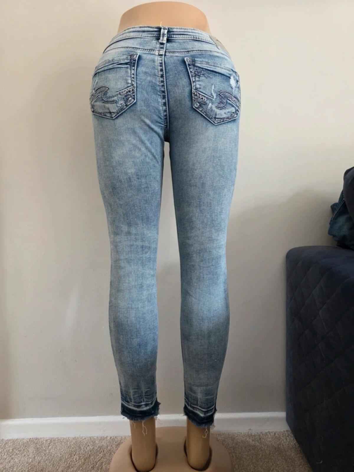 Vintage Y2K Silver Jeans Co Low Rise Skinny Jeans UK Size 6