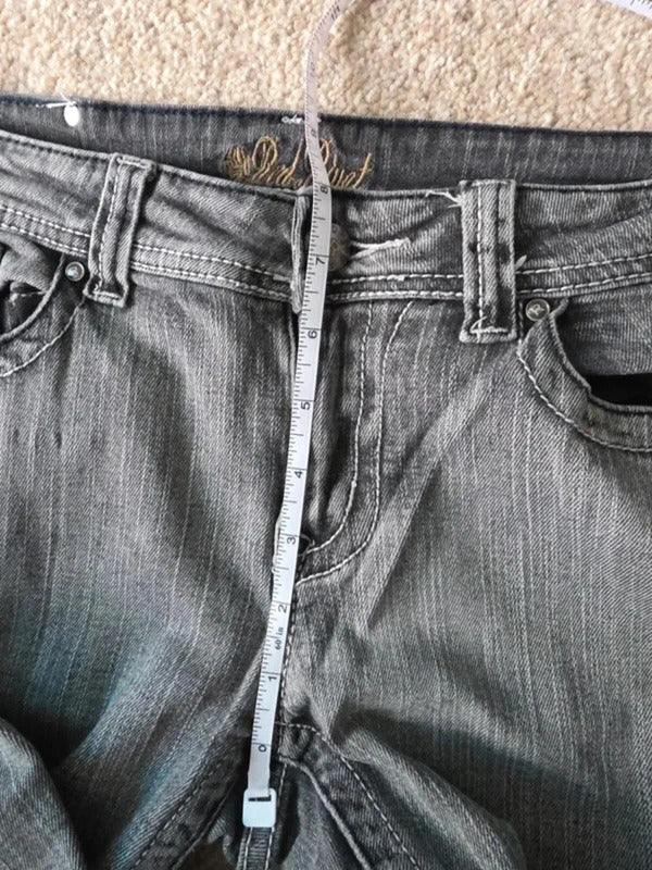 Red Rivet Low Rise Straight Slim Vintage Y2K Jeans UK Size 10