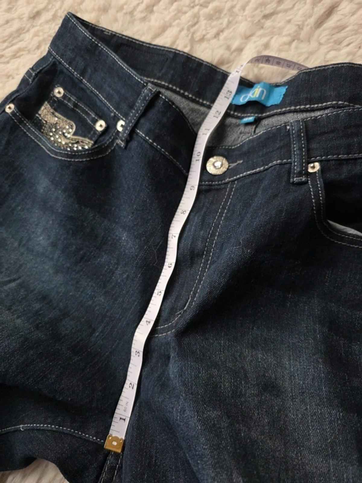 Vintage Y2K DKIN Mid Rise Wide Leg Dark Wash Embellished Pocket Jeans UK 16