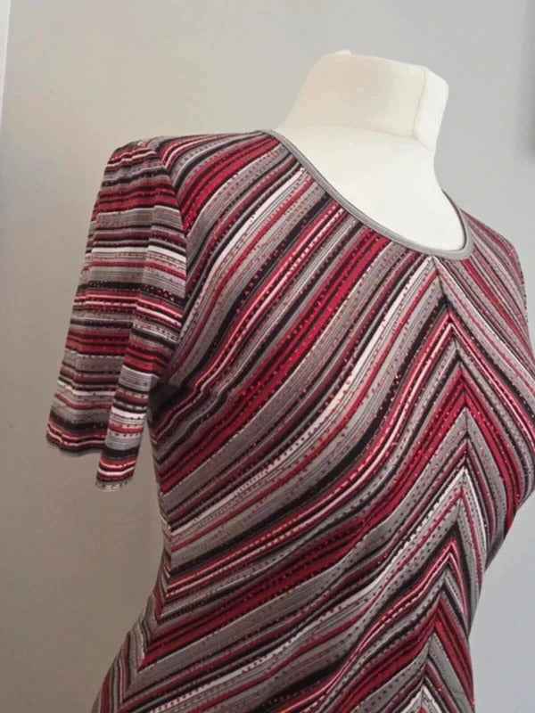 Taifun Collection Y2K Glitter Stripe Stretch Top UK Size 12