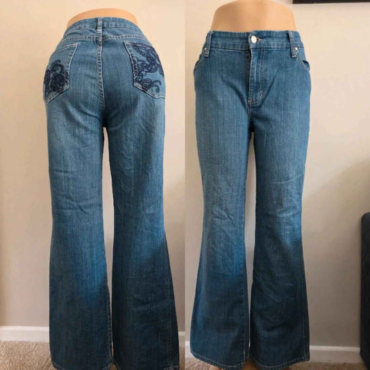 Chico’s Platinum Mid Rise Bootcut Vintage Y2K Jeans UK Size 12/14 Petite