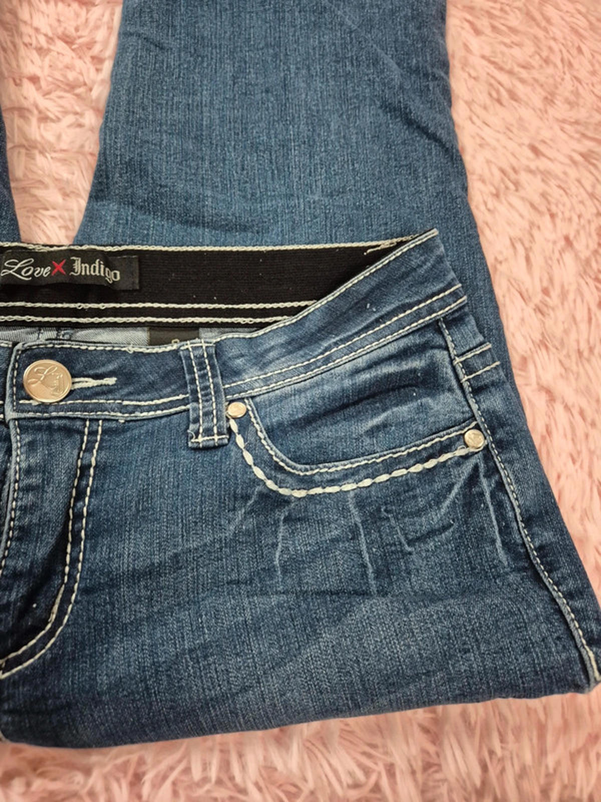 Vintage Y2K Love Indigo Mid Rise Bootcut Jeans UK size 12