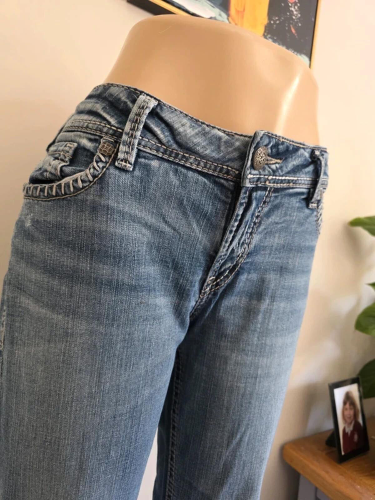 Vintage Y2K Silver Jeans Mid Rise Slim Bootcut Jeans UK Size 14
