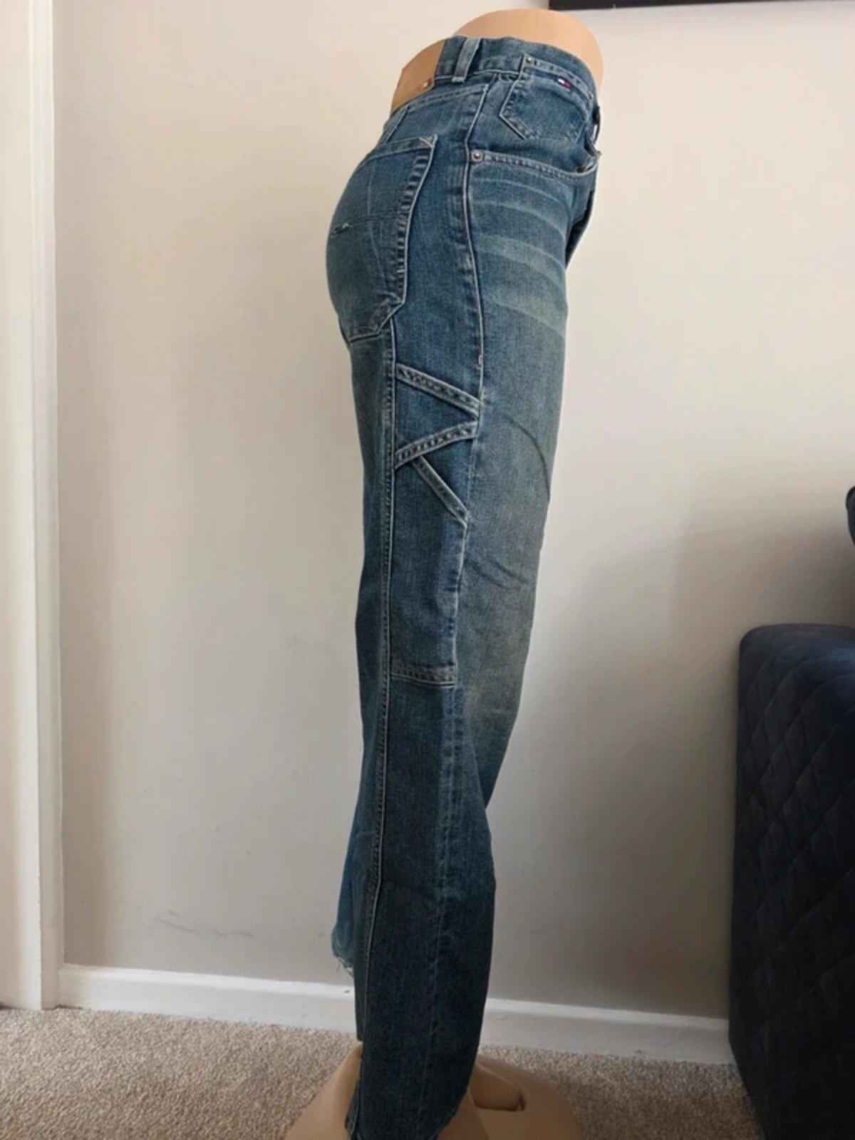 Vintage Y2K Tommy Hilfiger High Rise Wide Leg Jeans UK Size 10 Petite