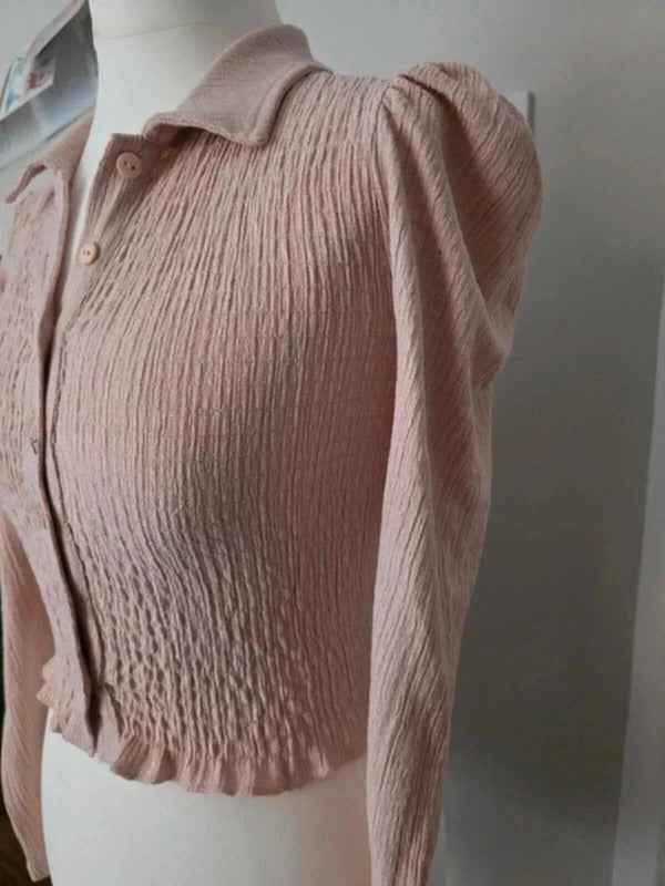 Vintage Y2K Miss Selfridge Pink Textured Button Up Top UK Size 6