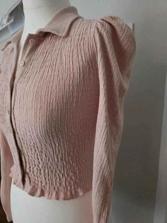 Vintage Y2K Miss Selfridge Pink Textured Button Up Top UK Size 6