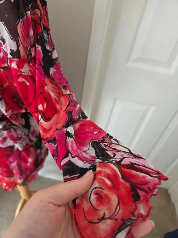 Leonora Made in Italy Floral Mesh Blouse UK Size 18