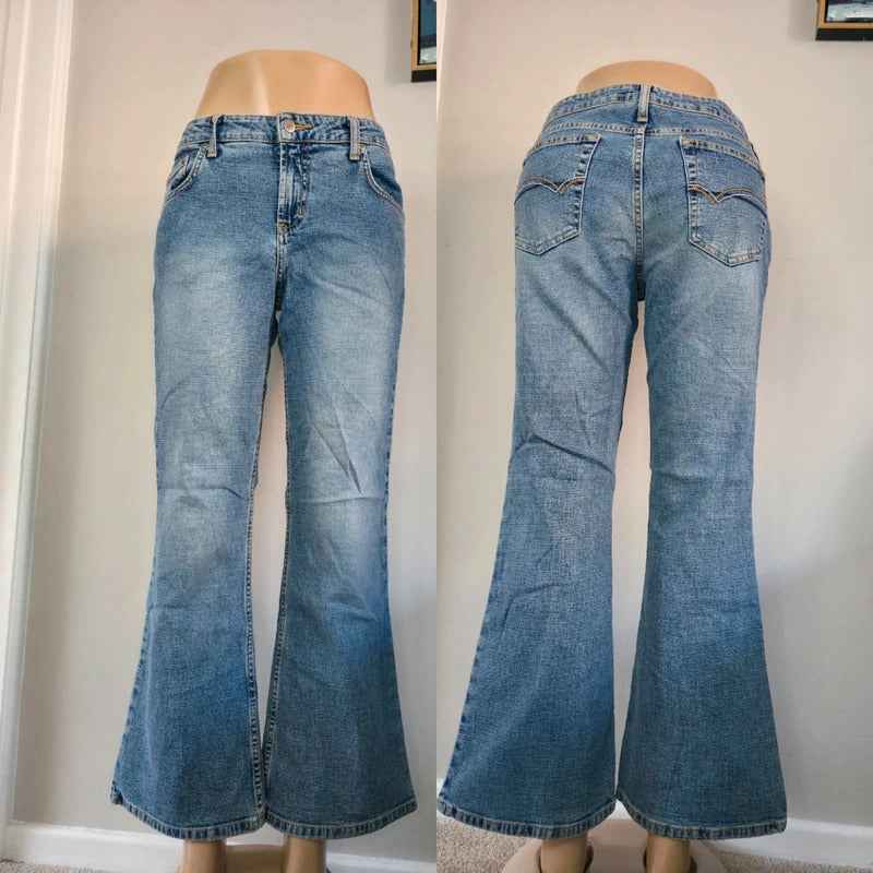 Arizona Mid Rise Flared Vintage Y2K Jeans UK Size 12/14 Petite
