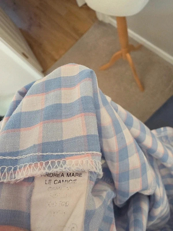 Andrea Mare & Camicie Ruffle Gingham Coquette Vintage Y2K Blouse UK Size 8