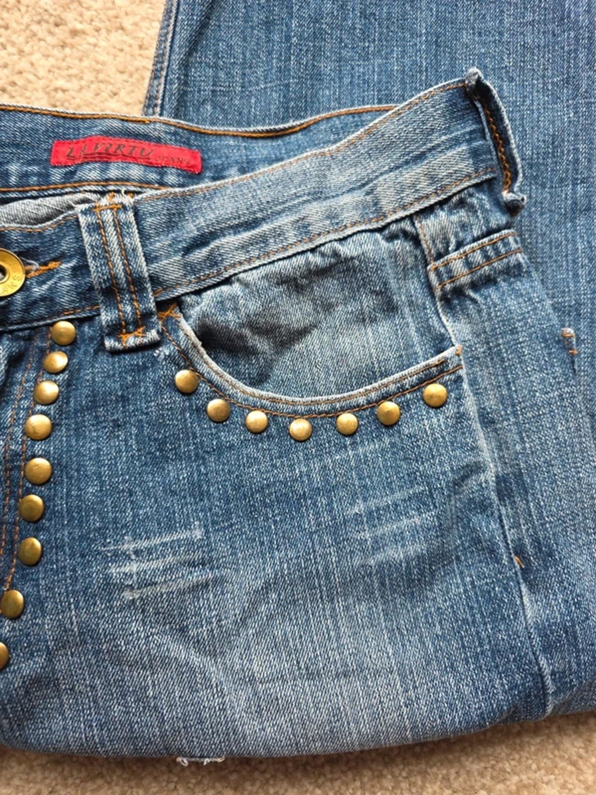 Y2K La Virtu Mid Rise Bootcut Jeans UK Size 10 Tall