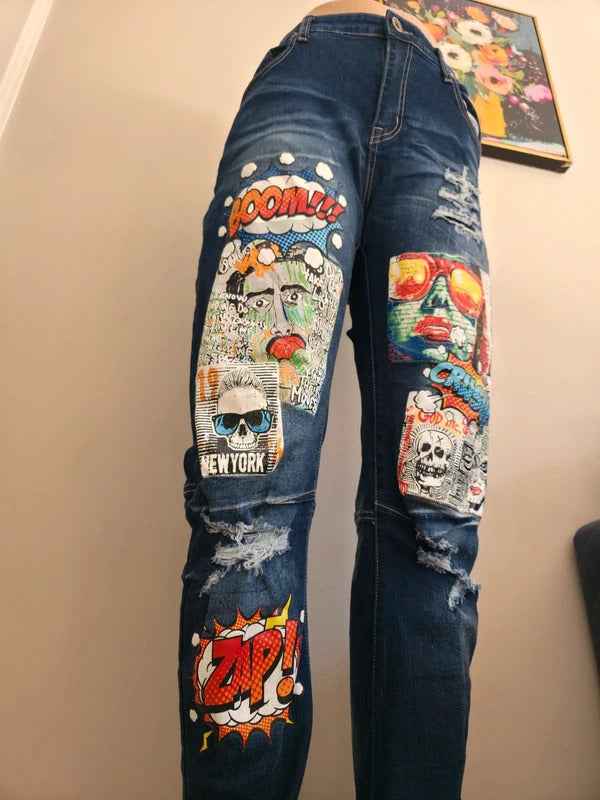 Rutherford Tall Skinny Printed Jeans UK Size 14
