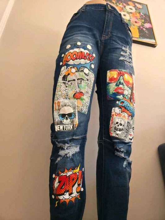 Rutherford Tall Skinny Printed Jeans UK Size 14