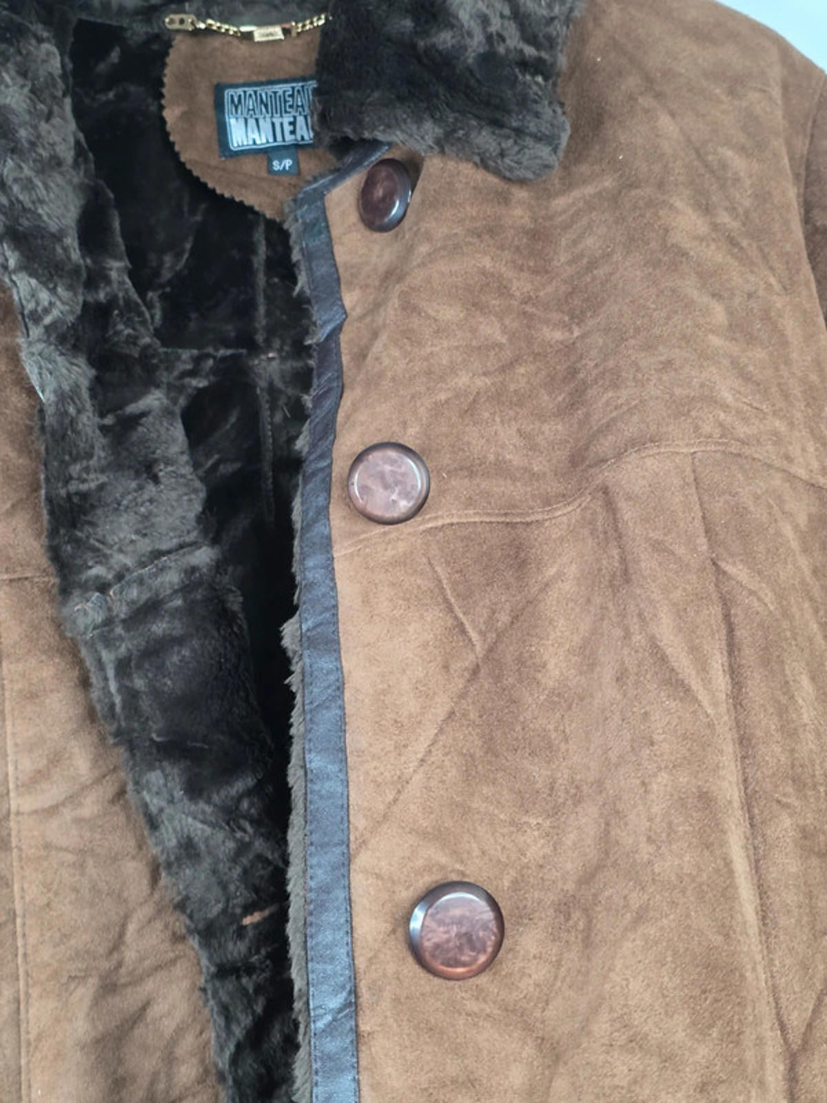 Vintage Y2K Manteaux Faux Shearling Longline Coat UK size S