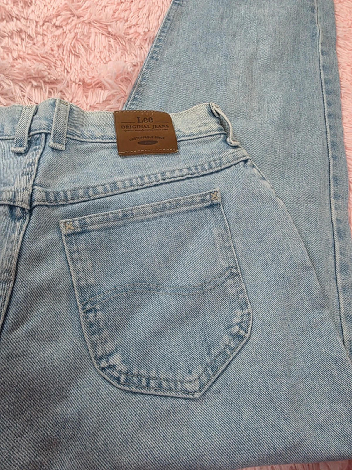 Vintage Y2K Lee Mum Jeans Light Blue Denim UK Size 10 Tall