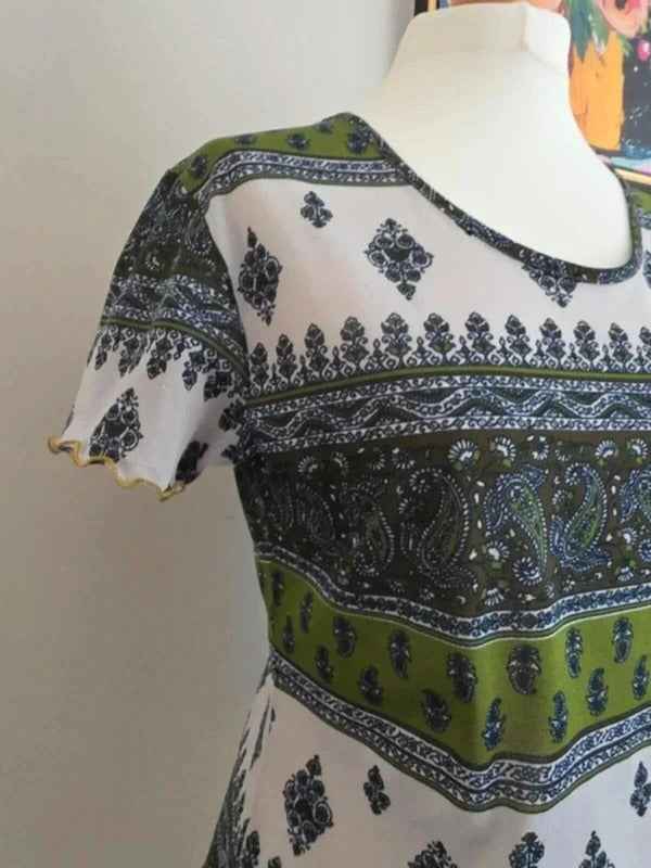 QS Vintage Y2K Paisley Mesh Top UK Size 14