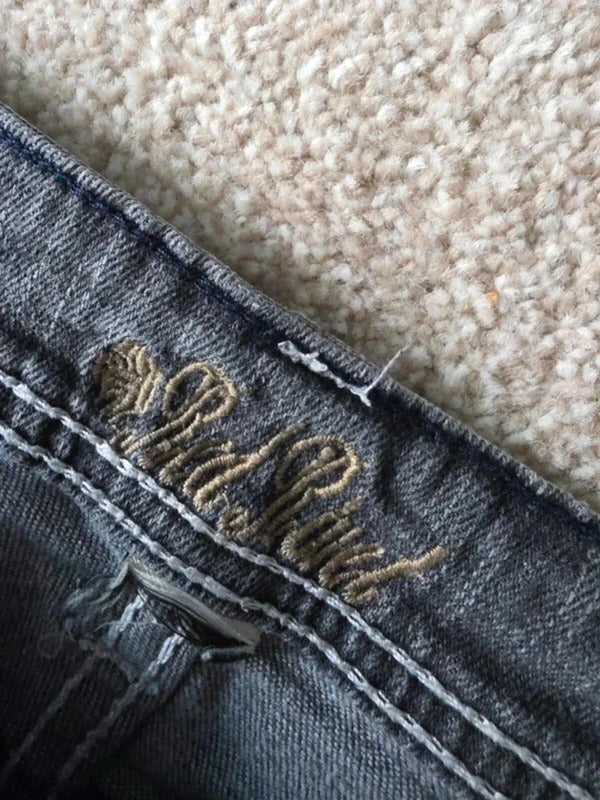 Red Rivet Low Rise Straight Slim Vintage Y2K Jeans UK Size 10