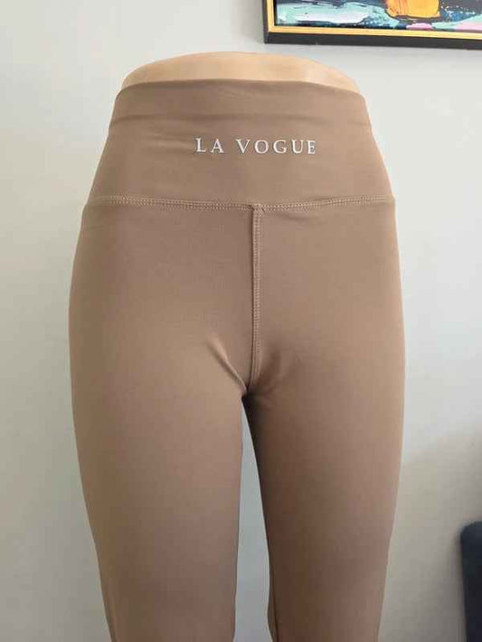La Vogue High Waisted Brown Gym Leggings UK Size 12-14
