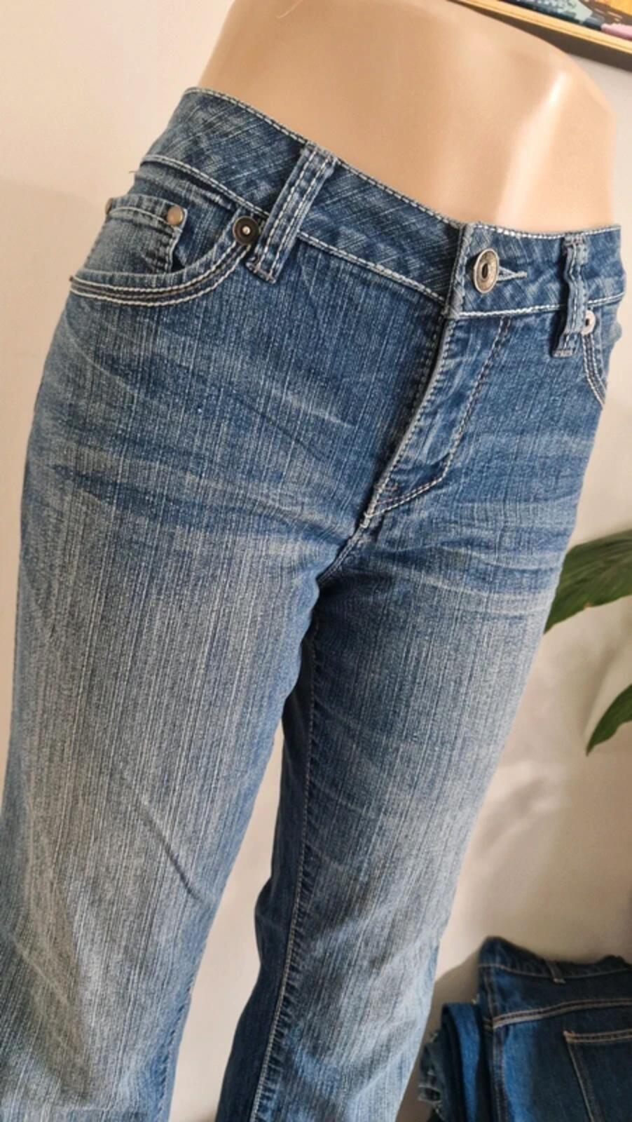 Y2K "Royalty" Mid Rise Bootcut Flared Denim Jeans UK 12