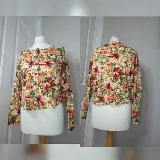 United Colors Of Benetton Vintage Y2K Floral Cropped Top UK Size 12