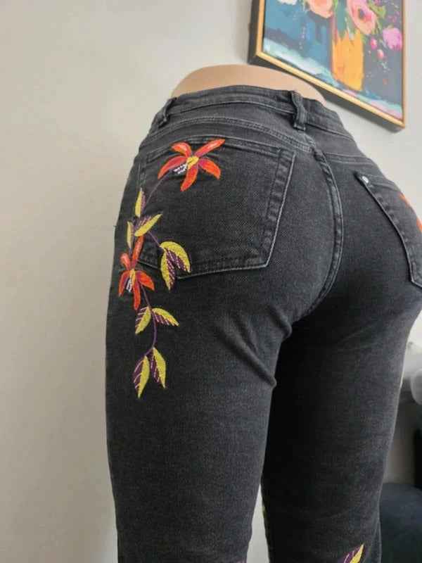 H&M Vintage Y2K High Rise Embroidered Jeans UK Size 6 Petite