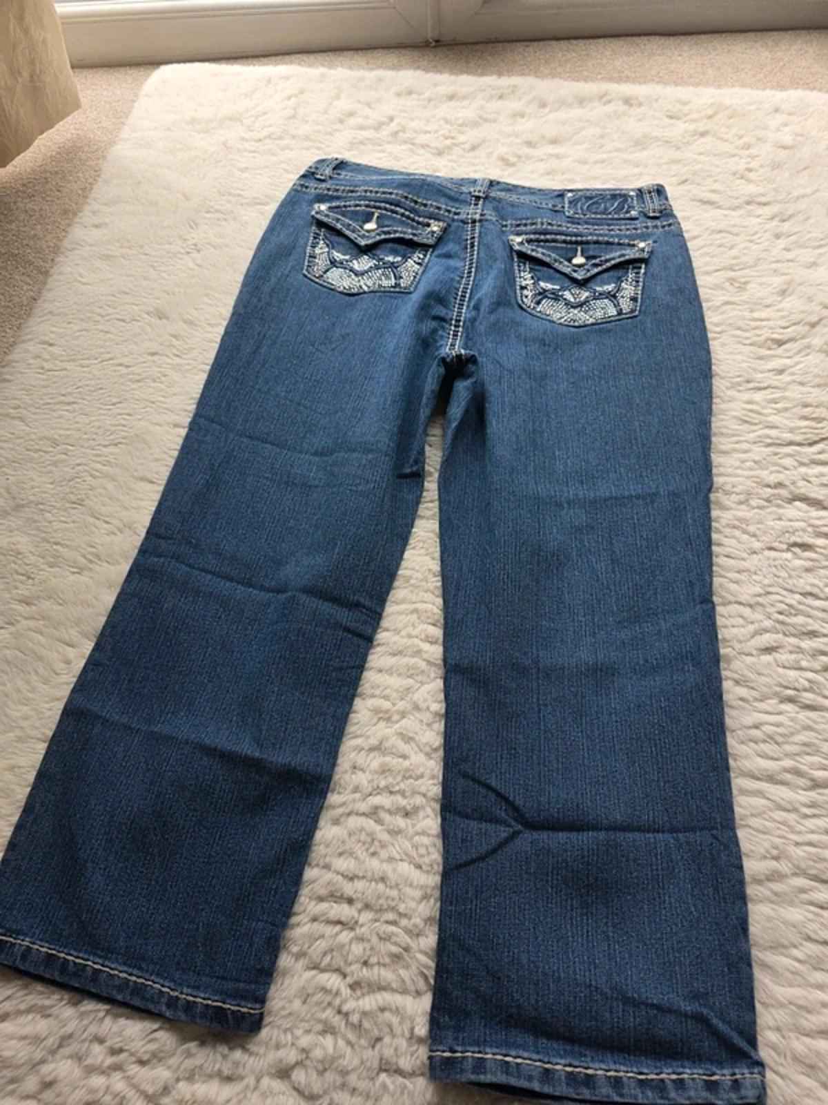 Vintage Y2K Code Bleu Low Rise Cropped Bootcut Jeans UK 16